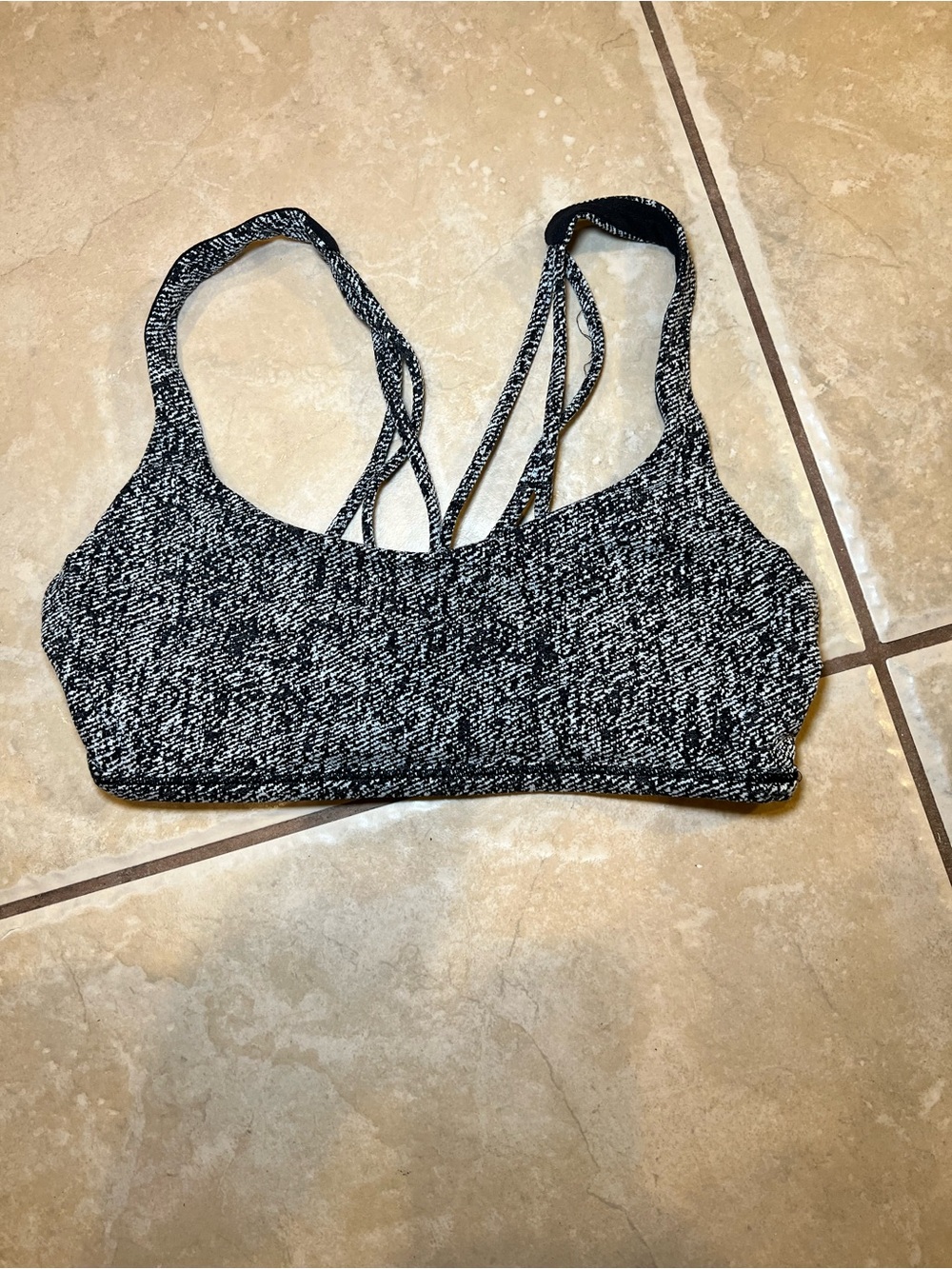 lululemon athletica Free to Be Black Heather Strappy Sports Bralette
